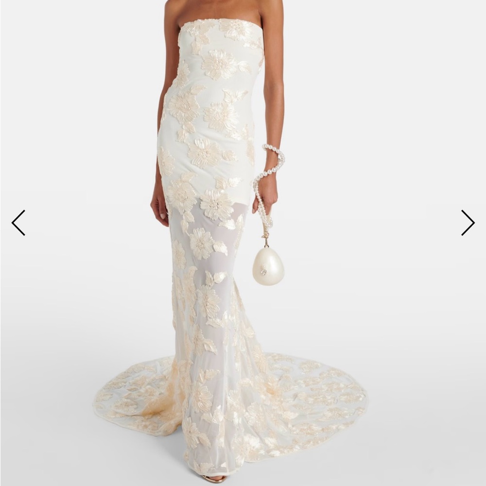 ROTATE Bridal Alberty floral-appliqué mesh gown